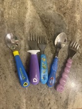 Toddler Utensils Mixed Set 5 Kids Silverware Set Plastic Handle Stainless Steel