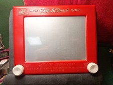 Vintage Etch A Sketch Magic Screen Drawing Toy Red No.505 Ohio, Date 1J2895