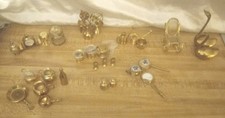 VINTAGE BRASS DOLLHOUSE HOUSE FURNITURE MINIATURES MINIs LOT OF 30 PIECES