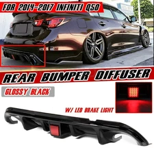 Black Rear Bumper Diffuser Spoiler Lip For 2014-2017 Infiniti Q50 W/ LED Ruwrphq