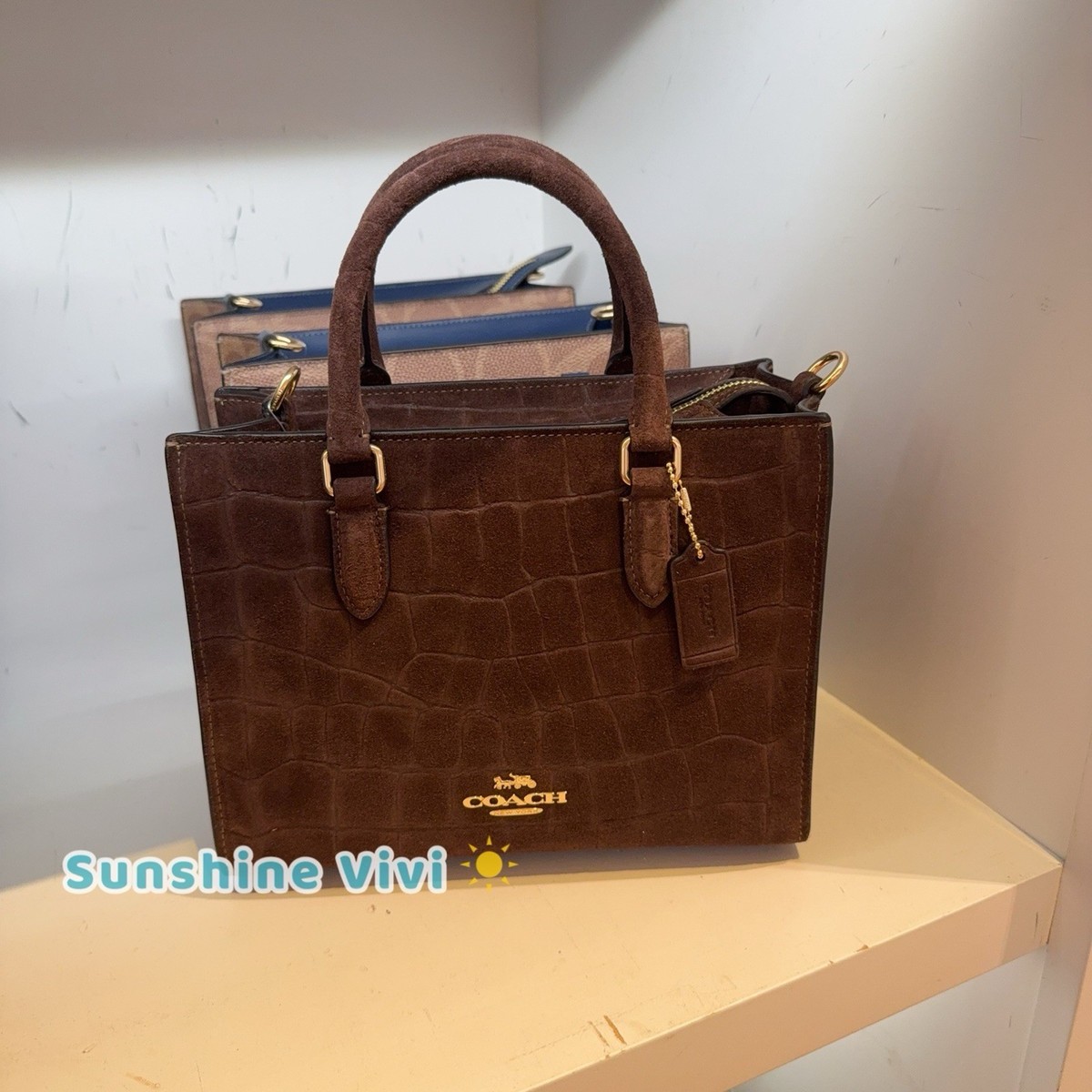 NWT Coach Maggie Small Tote Bag CCC71 embossed crocodile/Gold