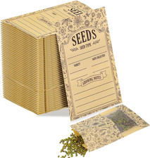 120 Pack Seed Envelopes with Window Resealable Floral Seed Storage Bags