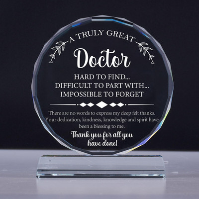 Uniquilling Gifts for Doctor, Best Doctor Award Crystal Plaque with Gift Box Pac