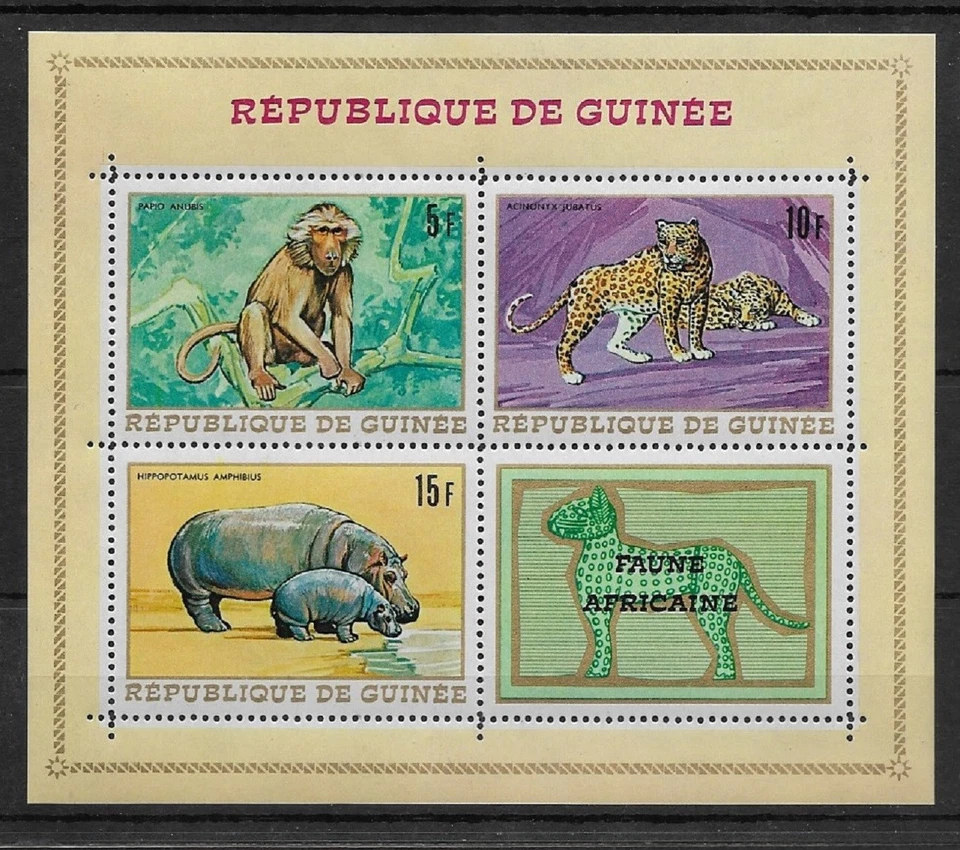 SMT, 1968, GUINEA: Animales africanos Mi nr 495/503 bloque de 6 y 3 hojas S/, MNH Foto 3 de 3