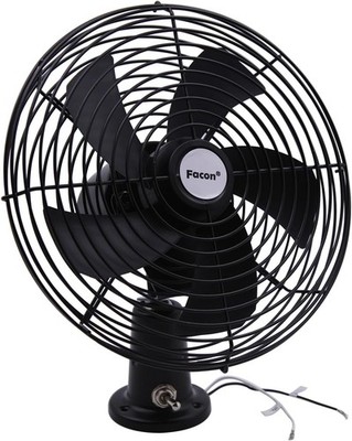 Facon 12V RV Cooling Fan 2 Speed Switch 8.75 Inch Black Metal