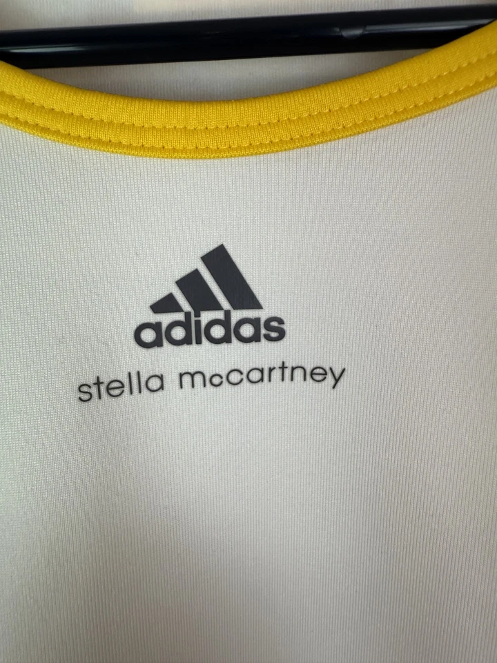 Camisa Adidas Stella McCartney Mujer 40 Mediana Blanca Amarilla Barricada Tenis Top Foto 2 de 4