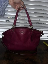 Coach Medium Kelsey Satchel Pebble Leather in Cranberry C1648
