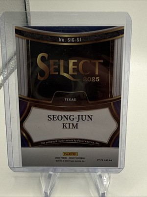 KIM SUNGJOONG キムソンジュン 김성중 コンプ + 当選透明カード 2025 Panini Select - Signatures Seong-Jun Kim #SIG-SJ (AU, RC) for