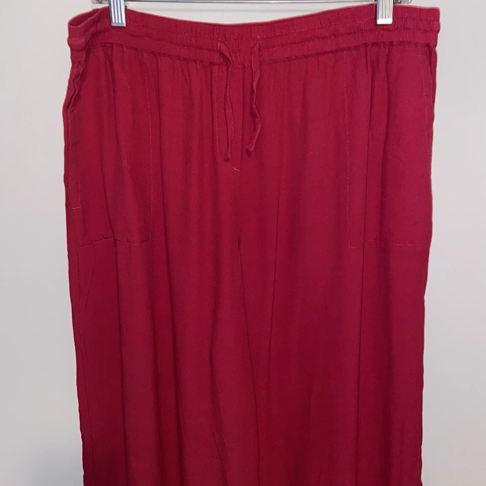 Шорты женские J Jill большие домашние животные красные эластичные на талии на шнурке широкие кюлоты - Изображение 3 из 4