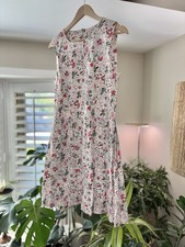 Gap Floral Fit & Flare Midi Dress Size 12 Sleeveless with Pockets