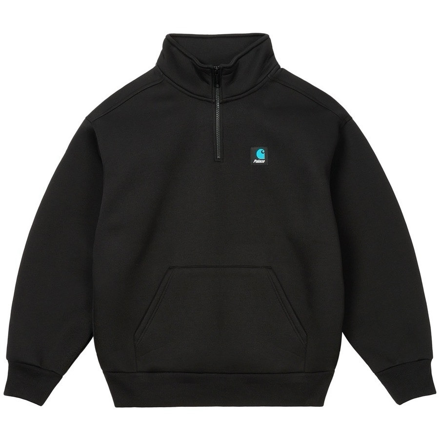 PALACE CARHARTT WIP CARLUX 1/2 ZIP SWEATSHIRT BLACK Size XXL PALACE CARHARTT WIP CARLUX 1/2 ZIP SWEATSHIRT BLACK Size XXL