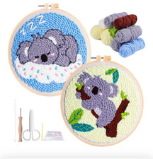 2 Piece Koala Punch Needle Embroidery Kit for Beginners Open Box