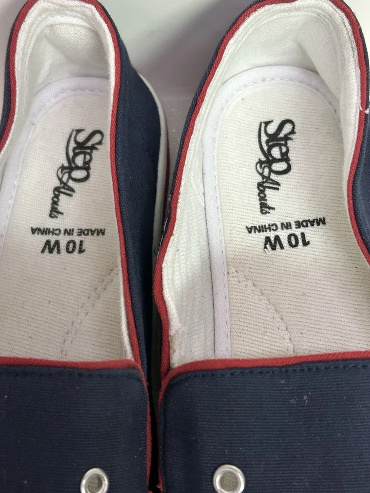 Zapatos de lona para mujer talla 10W Step Abouts azul rojo blanco sin cordones planos informales de colección Foto 2 de 4
