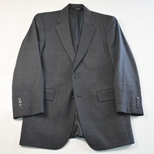 Jos A Bank 38R Gray Windowpane 100 Wool Mens Blazer Suit Jacket Sport Coat
