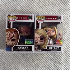Funko Pop! Bloody Chucky #1694 And Bloody Tiffany #1695 EE Exlcusive