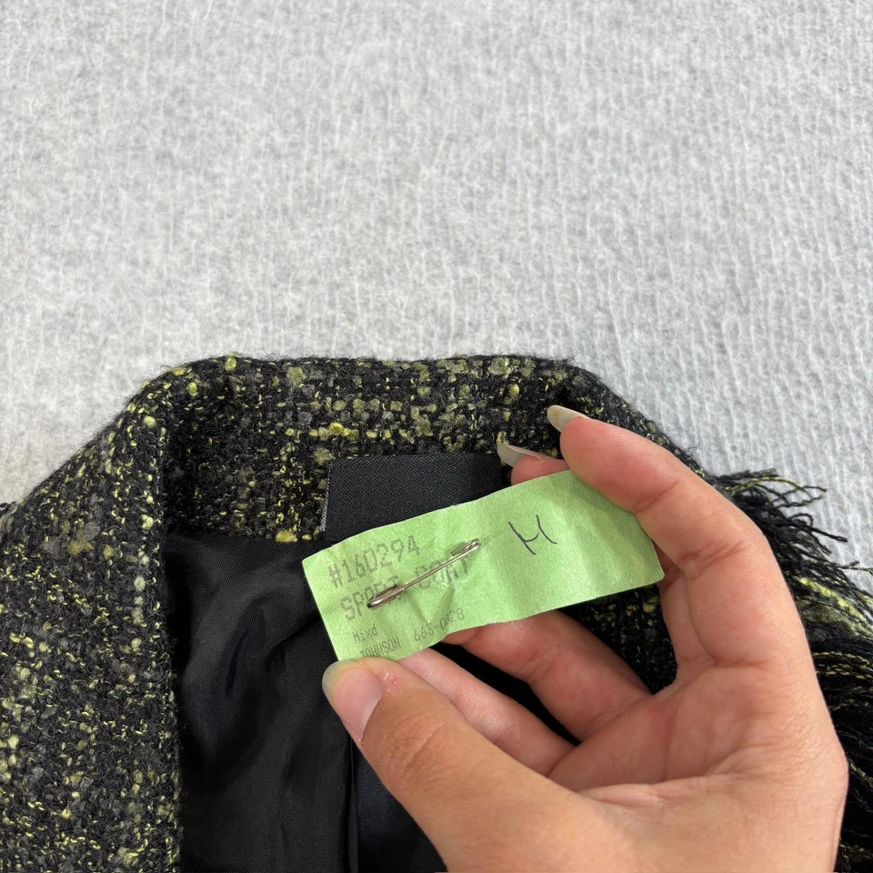 Nomadic Trader Blazer Women Medium Black Yellow Jacket Boucle Tweed Fringe Boho - Image 4 of 4