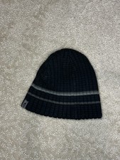 The North Face black and grey striped ribbed knit beanie