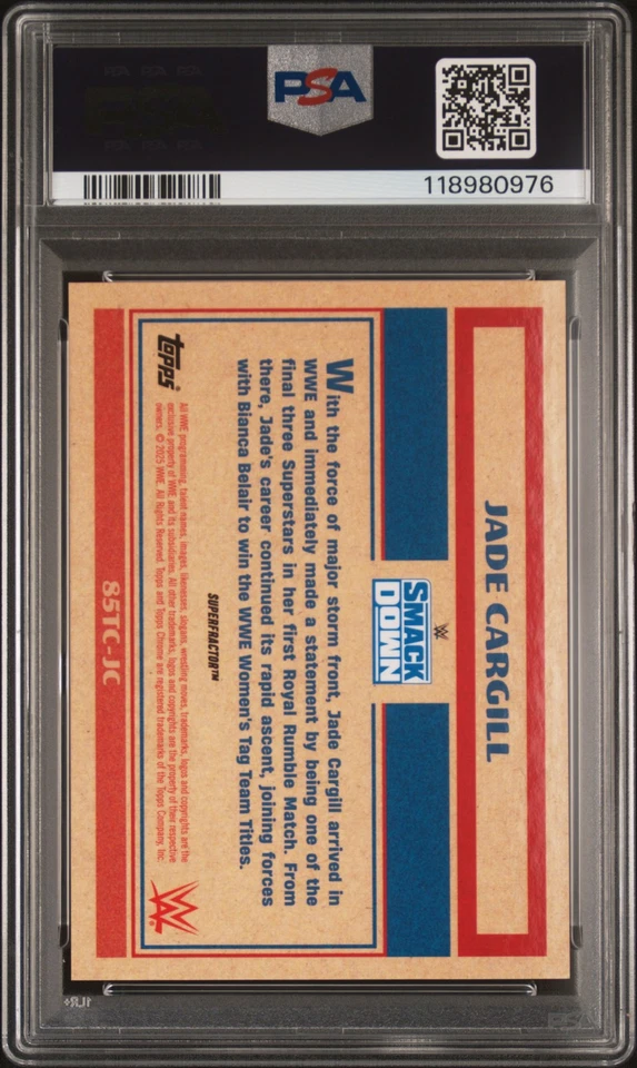 2025 Topps Chrome WWE 1985 Topps Current Jade Cargill '85 Superfractor 1/1 PSA 9 - Image 2 of 2