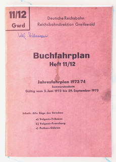 Reichsbahn Buchfahrplan Heft 11/12 Rbd Greifswald 1973 (Repro) BR 99 Putbus
