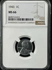 1943 1C  Lincoln Wheat One Cent NGC MS66   8699719-015