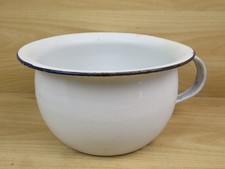 vecchio VASO DA NOTTE PITALE IN ACCIAIO SMALTATO catino ceramicato vintage SMI