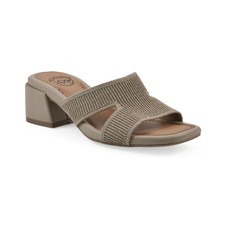 Women's Milled Round Toe Dress Sandals Gold Fabric