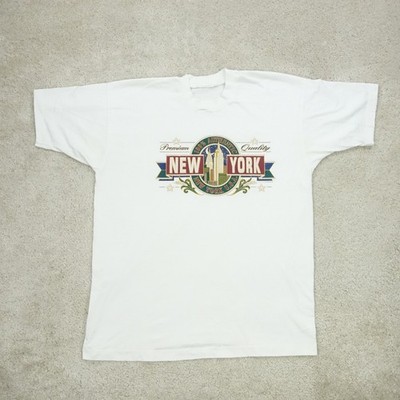 New York City T-Shirt Herren Large weiß NYC Skyline Grafik Einzelnaht 90er USA