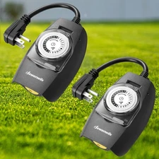 DEWENWILS 2 Pack Outdoor 24-Hour Timer Switch  Plug in Mechanical Timer Outlets