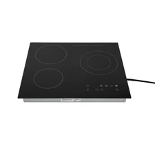 24" 3-Fire Hearth Built-In Ceramic Cooktop, 110V 2600W Countertop Portable Co...