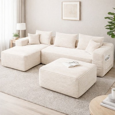 L Shaped Modular Sectional Sofa Modern Compressed Cloud Couch for Home
