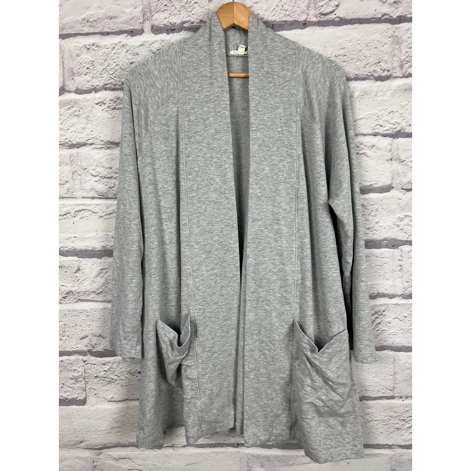 Cárdigan para mujer EILEEN FISHER M gris frente abierto minimalista salón cortinas bolsillos Foto 2 de 4