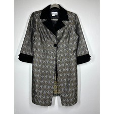 Vintage 90s Metallic Brocade Blazer Jacket Small Whimsigoth Artsy Long Velvet