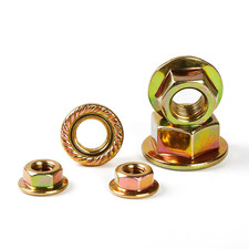 M6-1.0Mm Anti-Loosening Serrated Hex Flange Lock Nuts (Yellow Zinc Plated, Full