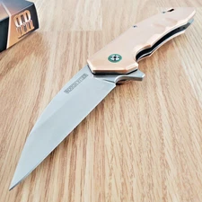Rough Ryder Linerlock Folding Knife 3.75" D2 Tool Steel Blade Copper Handle 2238
