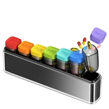 Weekly Pill Organizer 1 Time a Day, HIONXMGA Portable Detachable Travel Pill ...