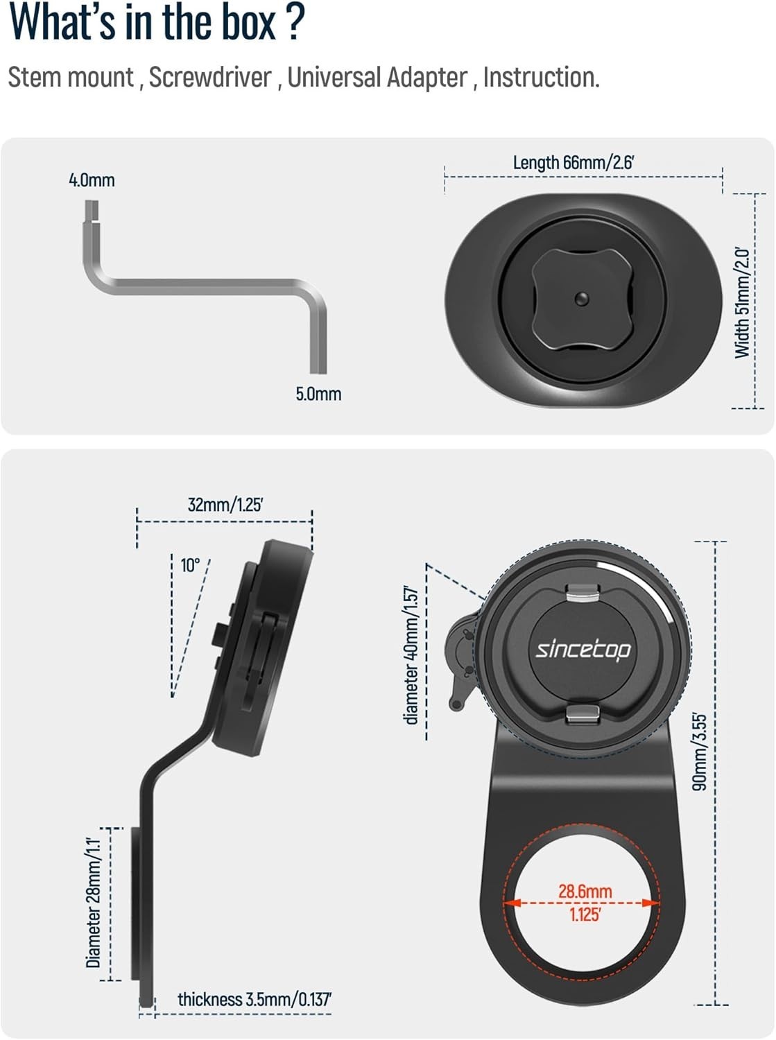 10&deg; Adjustable Bike Phone Mount - Durable Stem Holder for Smooth Navigation