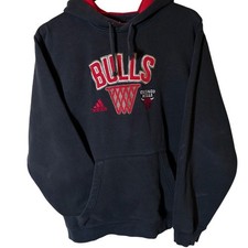 Adidas Chicago Bulls Hoodie Black Red Mens XL NBA Gameday Fan Gear Pullover
