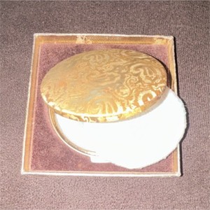 Revlon Gold Patterned Collectible Cosmetic Compact with Original Box