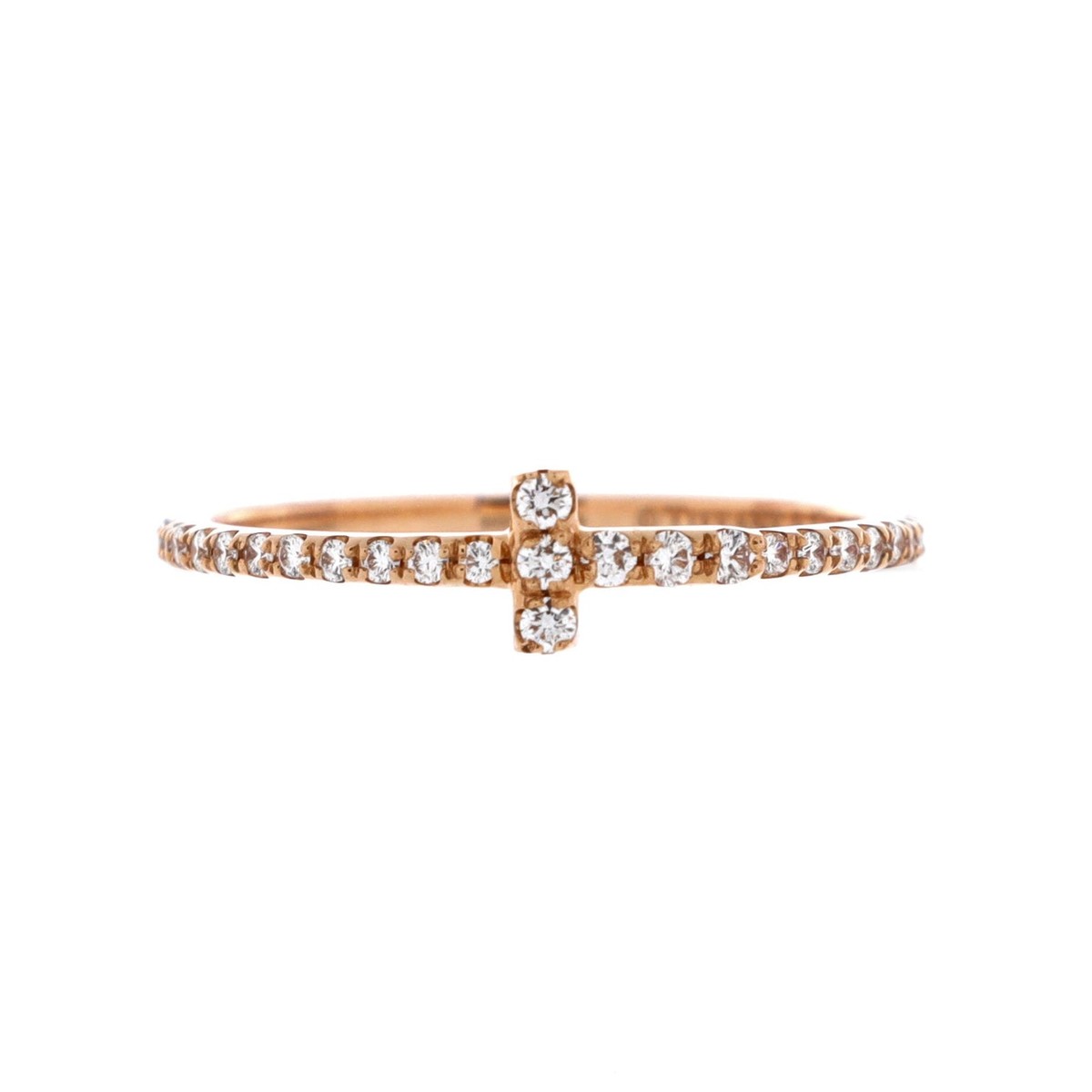 Tiffany T Wire Ring 18K Rose Gold with Pave Diamonds