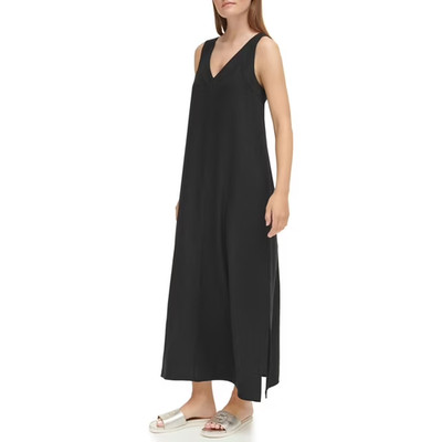 DKNY Women's Linen Maxi Dress Size XL Black