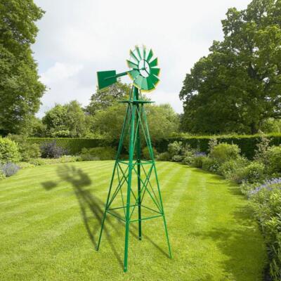 Windmill 8FT Yard Garden Metal Ornamental Wind Mill Weather Resistant Decoration