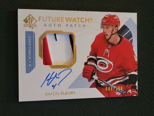 2017-18 UD SP AUTHENTIC HAYDN FLEURY #148 #ed 8/100 ROOKIE AUTO PATCH RC