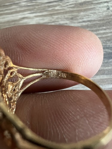 21K Yellow Gold Filigree Ring Size 7.5 - Picture 5 of 9