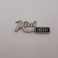 Targhetta scritta Mini 1001 mostrina badge in metallo auto d'epoca nuova origina