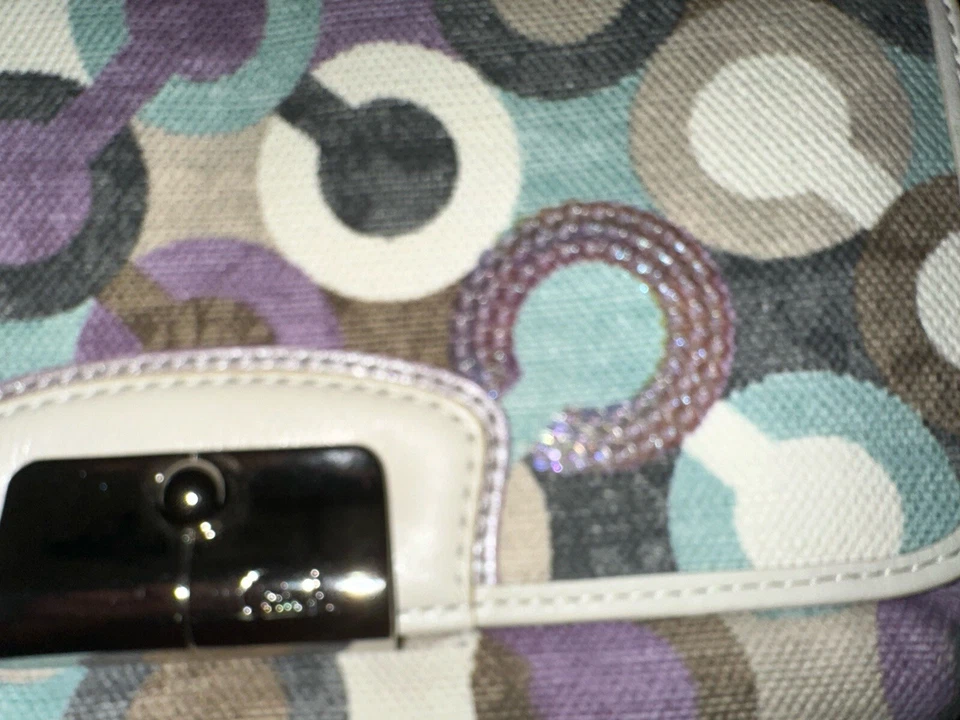 Coach fabric sequin purse clutch wristlet Y2K Super Clean Blue, Lavender, Gray - Image 3 of 4