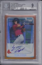 2011 Bowman Chrome Prospects Orange Ref.#BCP100 SEAN COYLE AU #04/25  9 GRADED