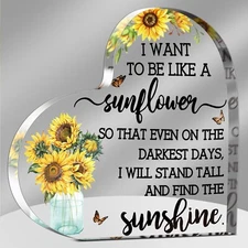 Yulejo Sunflower Friendship Gift for Women Acrylic Inspirational Graduation G...