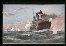 Artista-Ak Willy Stoewer: U-Boot-Spende 1917, U-Boat IN Gefecht Con Armati