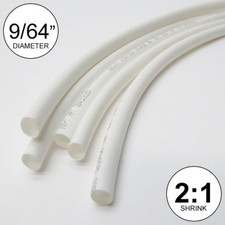9/64" ID White Heat Shrink Tube 2:1 ratio wrap 6x9"  4 ft inch/feet/to 3.5mm