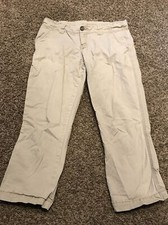 maurices womens 5/6 khaki cotton blend capris...